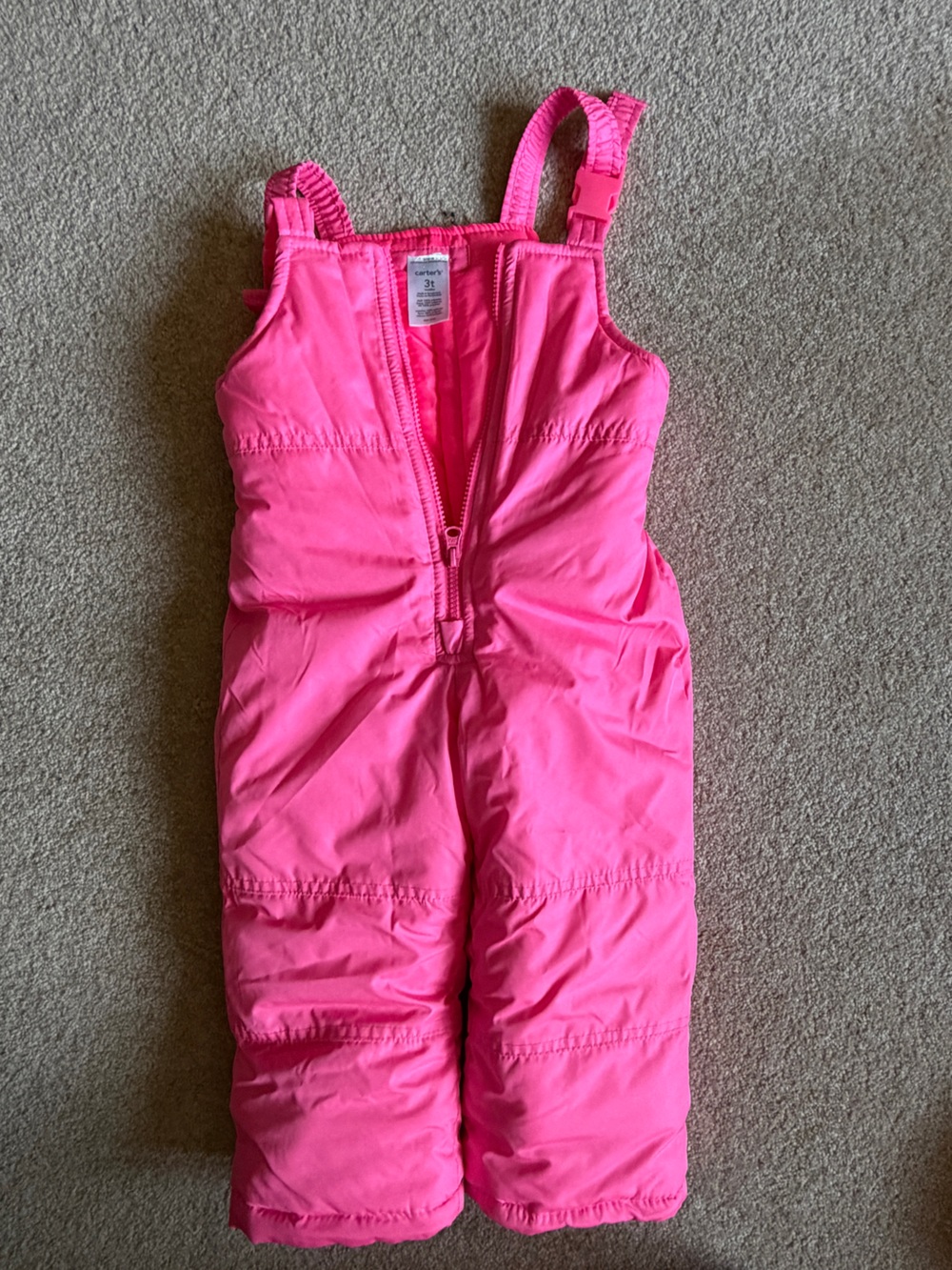 Carters Bright Pink Kids Snow Bib Overalls